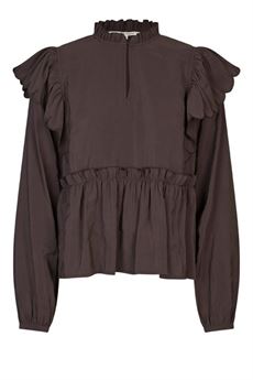 SECOND FEMALE BLUSE, TERRA FRILL BLOUSE, CHOCOLATE PLU